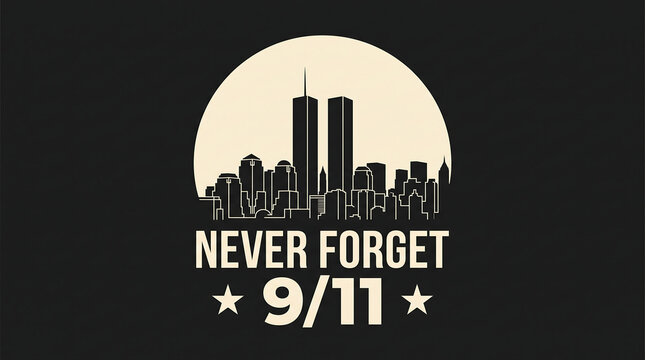 Never forget 9/11 memorial tribute with american flag