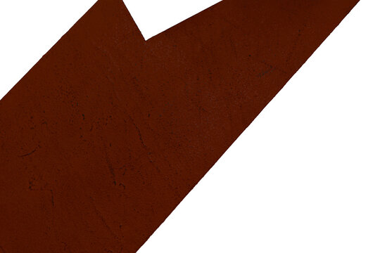 Isolated textured abstract geometric chocolate brown shape on pure white background, earthy industrial design asset