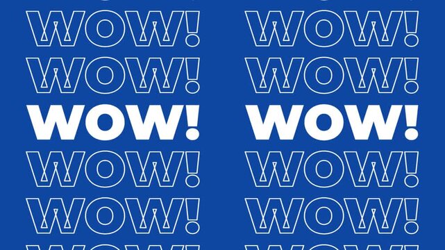 Wow! text moving pattern on a blue background