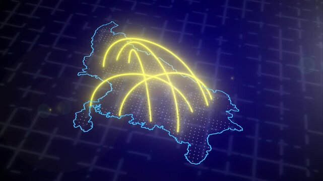 Uttar Pradesh UP Digital Futuristic Infographic AI Connect City Intercity Glow Technology Geography Animation Map 4K