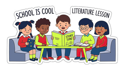 Children Reading Together in a Fun Literature Lesson