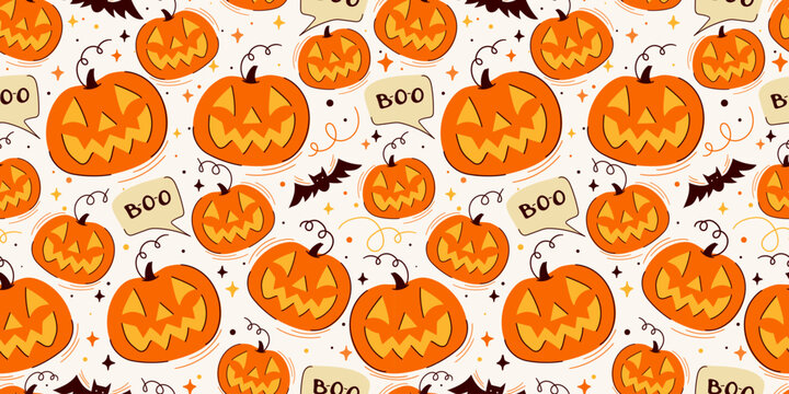 Spooky Jack O Lantern Pumpkin Vector Pattern