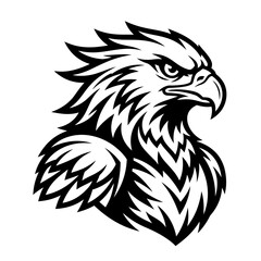 Fototapeta premium Bold eagle head emblem with detailed feathers.