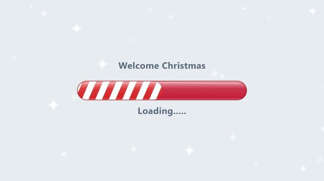 Christmas Loading Progress Bar Motion Graphics With Red Bar And Sparkles On Pale Blue Animation