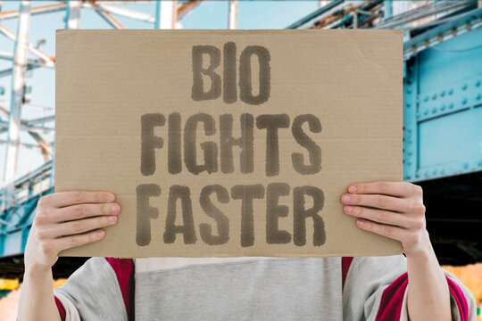 "Bio Fights Faster" Living systems and machines merge for quicker response. MERGE. RESPONSE. MACHINE. BIOLOGY. SPEED.