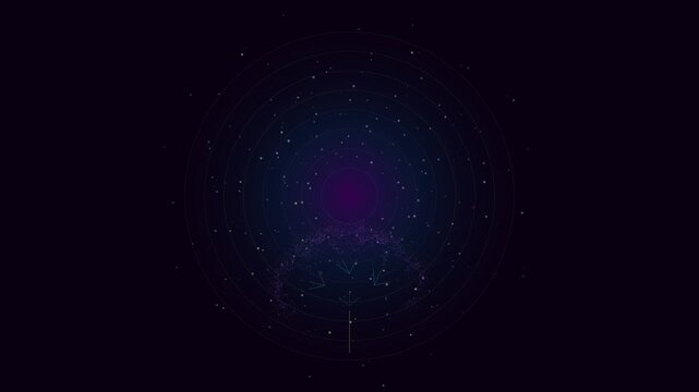 Abstract Animation Of A Digital Network Expanding And Contracting On A Dark Background With Glowing Particles