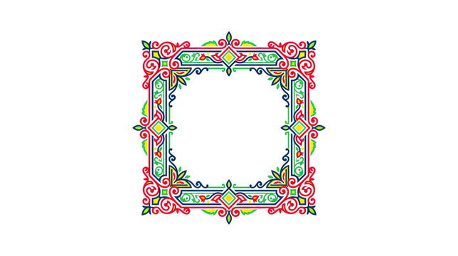 Ornate Square Border with Floral and Geometric Patterns