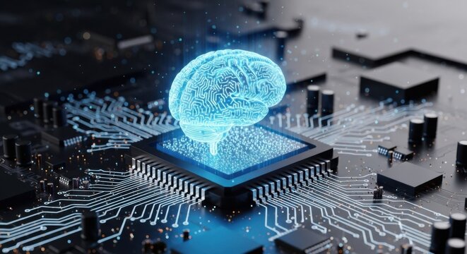 digital brain circuitry futuristic technology concept