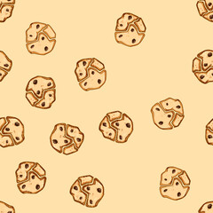 Obraz premium seamless pattern healthy oatmeal cookies cartoon. classic dessert, snack sweet, crunchy soft healthy oatmeal cookies sign vector
