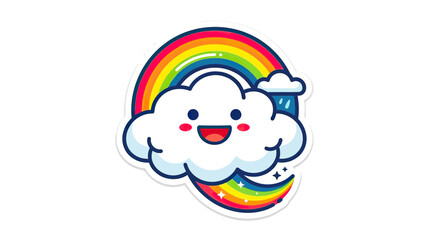 Fototapeta premium Happy Cloud and Rainbow Sticker Design