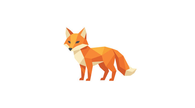 Low poly geometric orange fox illustration.