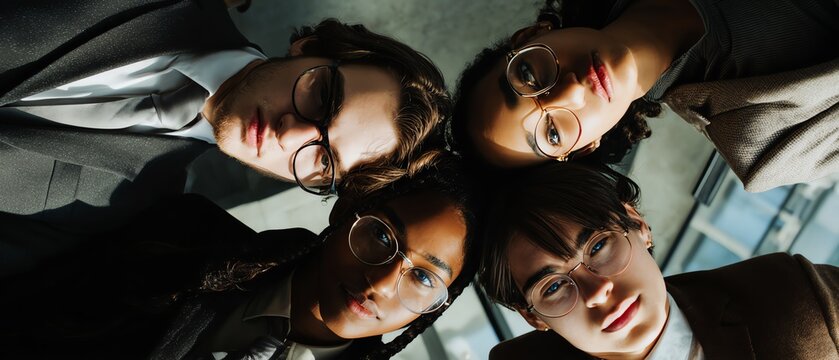 Group of professionals in modern office setting.