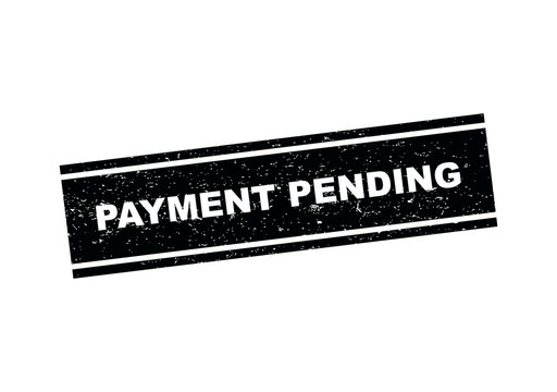 Black rectangular rubber stamp with the text payment pending in grunge style isolated on transparent background
