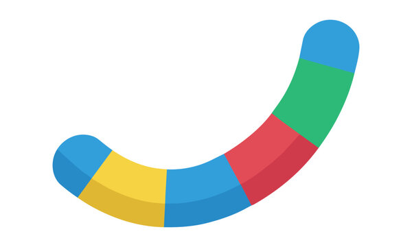 Floating striped pool noodle with a whimsical curved cylindrical shape isolated on a white background for a summer leisure and pool party concept