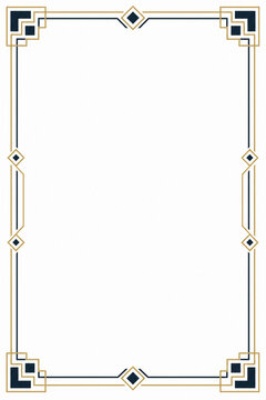 Gold and navy art deco border with stepped corner design