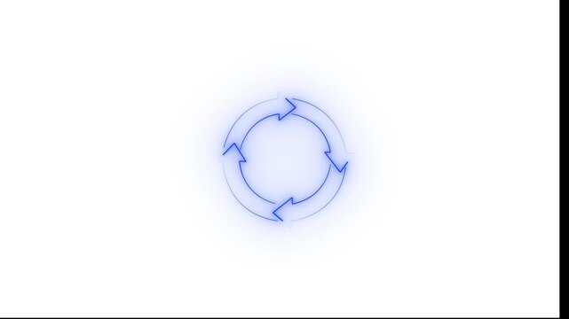 Arrow loading rotating on white background with alpha channel, loop seamless motion graphic. Rotating circle blue arrows animation, Seamless Loop Animation with Alpha Channel, transparent background.