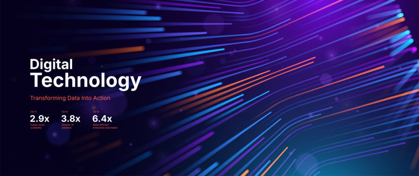 Futuristic Abstract Background Featuring Streamlined Data Channels and Artificial Intelligence Integration in a Tech-Inspired Composition. Digital Business Transformation Vector Background.
