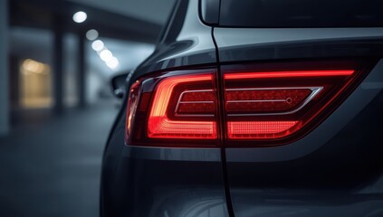Fototapeta premium Detailed view of an LED taillight on a modern crossover vehicle.