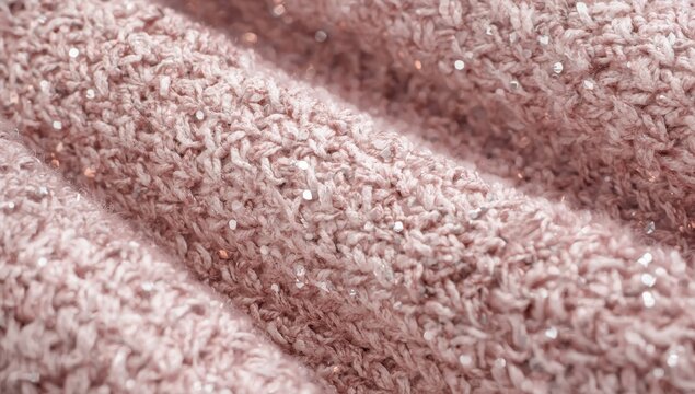 Detailed view of knitted material featuring a glossy silver thread pattern.