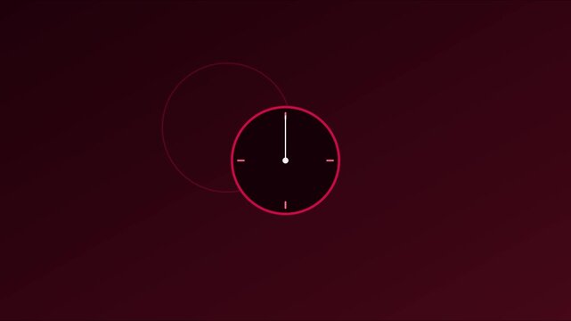 Minimalist red clock animation: time passing concept for business presentations and countdown timers 4k