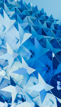 Abstract 3d render of blue geometric star shapes