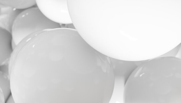 Close-up of white balloons used for festive party decoration