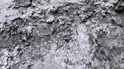Fototapeta premium Monochrome worn concrete wall with rough stains and natural imperfections, black and white minimalist texture background for modern graphic design.