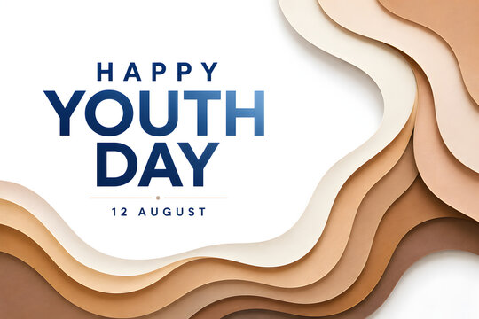 International Youth Day celebration concept featuring diverse young people, global unity, youth empowerment, education, innovation, equality, leadership, and a hopeful vision for the future. Modern co