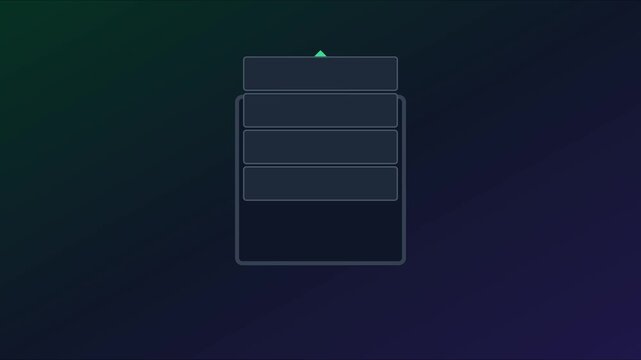 Minimalist ui interface menu animation with expanding dropdown list and animated arrow 4k