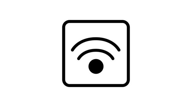 Wireless Wi-Fi Network Signal Line Icon. Animated line icon displaying a Wi-Fi signal inside a square frame, perfect for internet connectivity and communication projects.