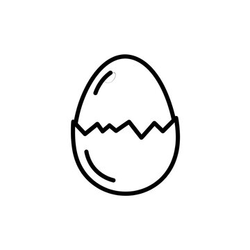 Cracked egg vector line drawing of a broken shell