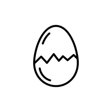 Cracked egg vector outline illustration for minimal design