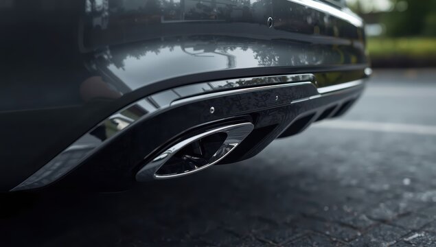 Close-up of rear bumper parking sensors on a contemporary vehicle, with selective focus.