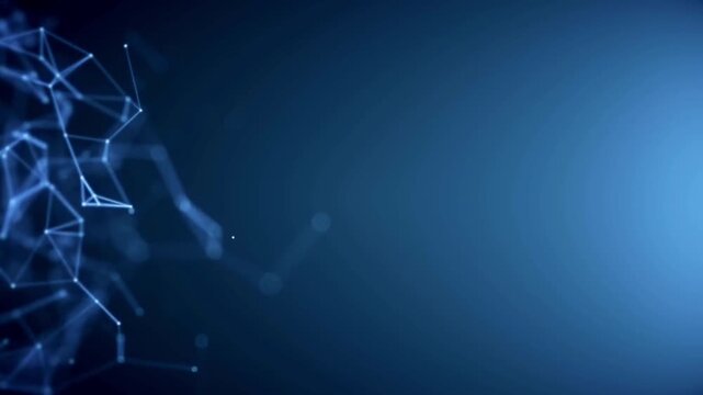 ​Futuristic blue network connection abstract background with side copy space
