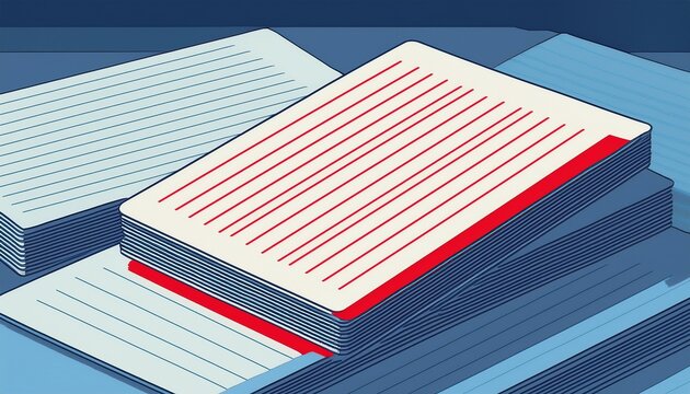 index cards lined business rule red line classic basic copy space paper education nobody everyday useful modern white flash cards stack memorize simple accessory speech cards object blue lines