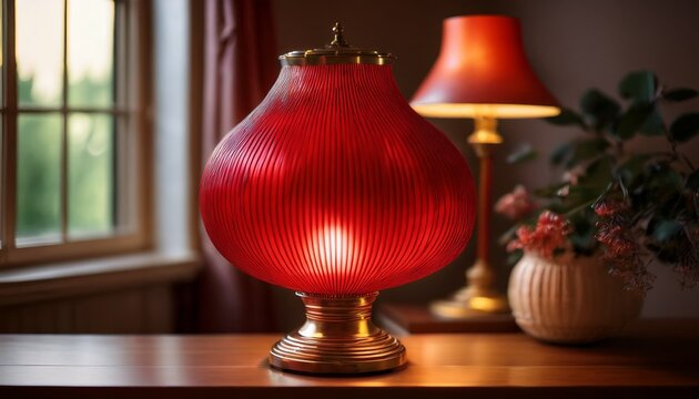 elegant red lamp with a classic design enhancing the ambiance of any room with its warm glow