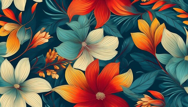 abstract flowers seamless pattern seamless repeat pattern for wallpaper fabric and paper packaging curtains duvet covers pillows digital print design digital ai art