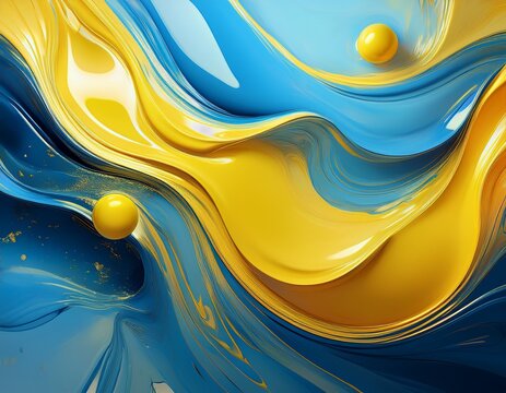 clean modern abstract background light blue and yellow oily liquid