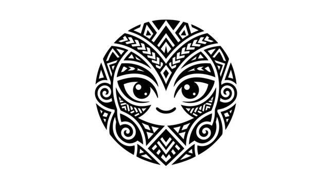 Tribal Mask Face with Geometric Patterns