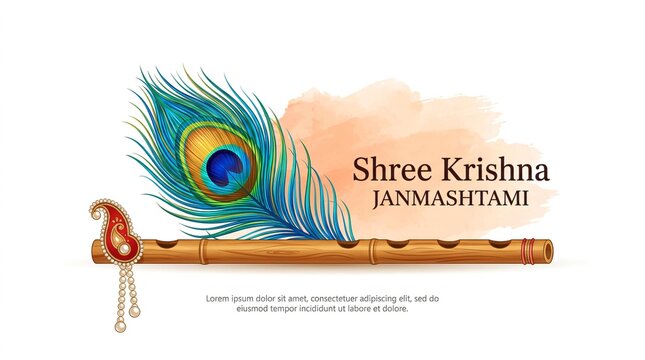 Creative Hand Lettering Text "Krishna Janmashtami" with Beautiful Illustration of Dahi Handi, Traditional Poster Design for Hindu Festival Shree Krishna ... See More