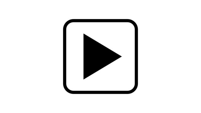 Animated Video Play Icon. Animated line icon featuring a play button inside a rounded square, ideal for media playback, video, and streaming.