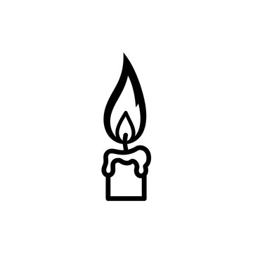 Stylized candle flame vector icon for spirituality and peace
