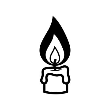 Thick outline candle flame vector illustration for decor