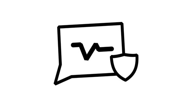 Animated Secure Chat Icon. Animated line icon showing a speech bubble protected by a security shield, perfect for encrypted messaging and privacy.