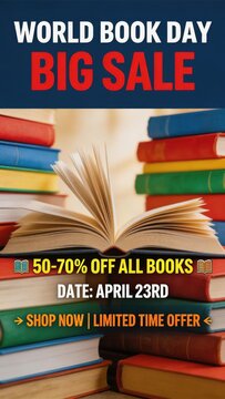 World Book Day Sale Banner with Open Book