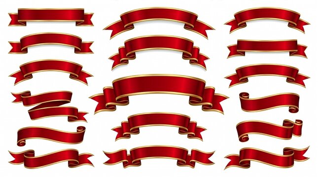 red ribbon banner design material