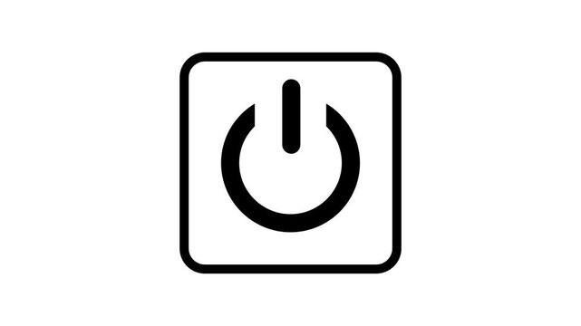 Power Switch Button Line Icon Motion. Animated line icon of a power button in a square frame, ideal for technology startups, systems, and controls.