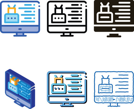 Robotics Web Site Icon series Vector. Outline Robotics Web Site Sign. Isolated Contour Symbol
