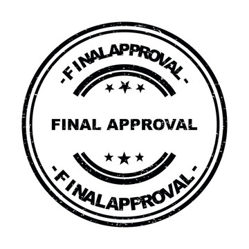 Black round rubber stamp with the text final approval and stars inside it isolated on transparent background