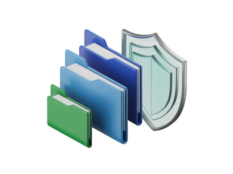 Colored file folders with a protective shield icon